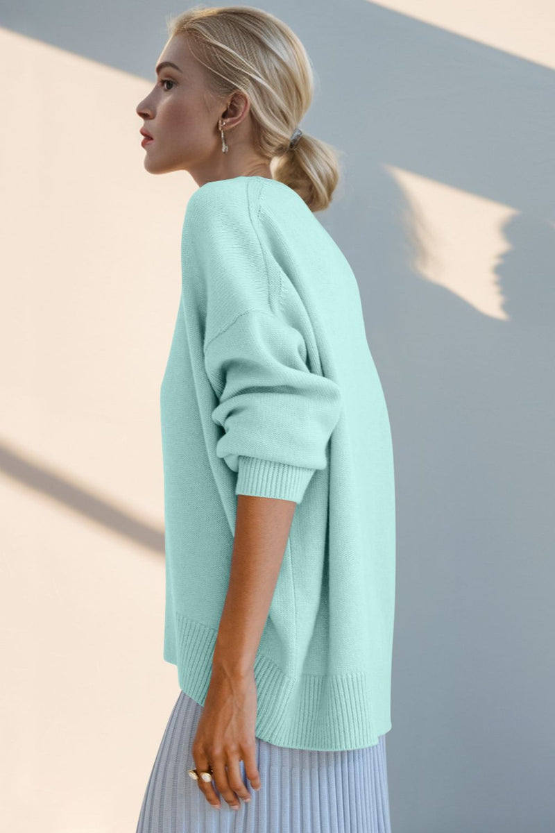 Hazel Blues® |  Basic Bae Round Neck Dropped Shoulder Sweater