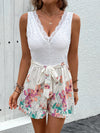 Hazel Blues® |  Lace Printed V-Neck Sleeveless Romper