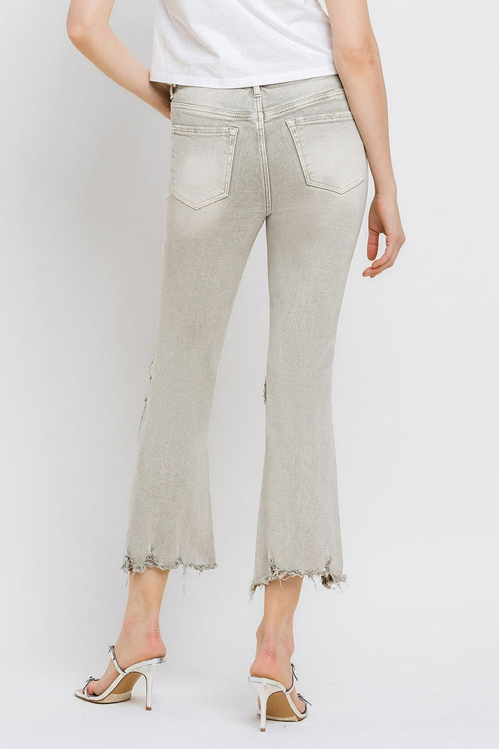 Hazel Blues® |  Lovervet Distressed Raw Hem Cropped Flare Jeans