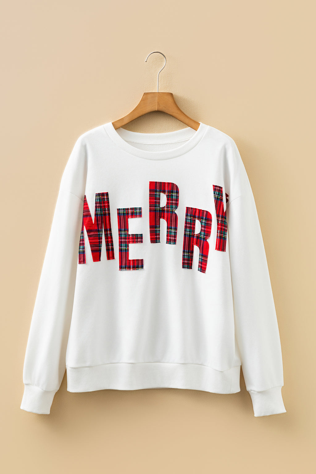 Merry Moment Plaid Sweatshirt — White