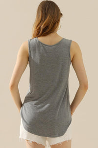 Hazel Blues® | Ninexis V-Neck Curved Hem Tank