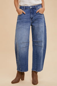 Hazel Blues® |  Annie Wear Mid Rise Barrel Leg Jeans with Pockets