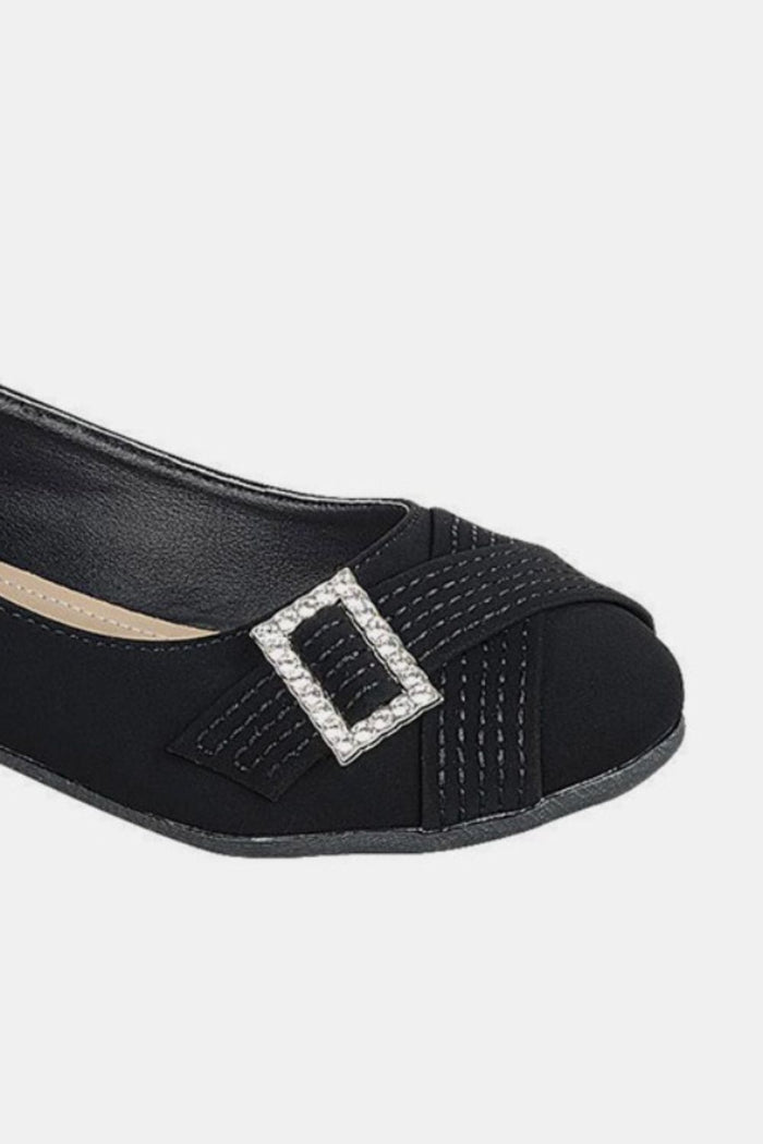 Hazel Blues® |  Forever Link Slip On Rhinestone Buckle Ballet Flats