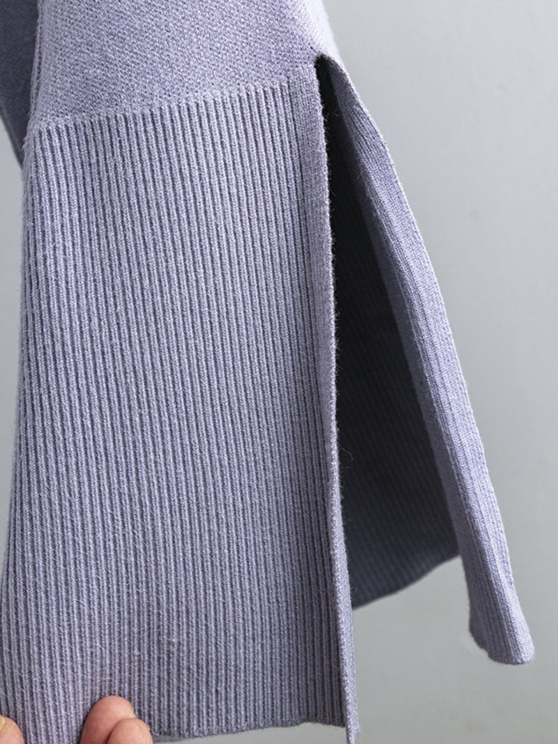Hazel Blues® |  Basic Bae Slit Round Neck Long Sleeve Top and Drawstring Pants Sweater Set