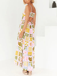 Hazel Blues® |  Cutout Printed Square Neck Maxi Cami Dress