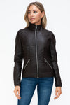 Hazel Blues® |  YMI Faux Layered Double-Zipper Jacket with Fuzzy Hood