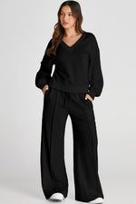Hazel Blues® |  V-Neck Long Sleeve Top and Pants Active Set
