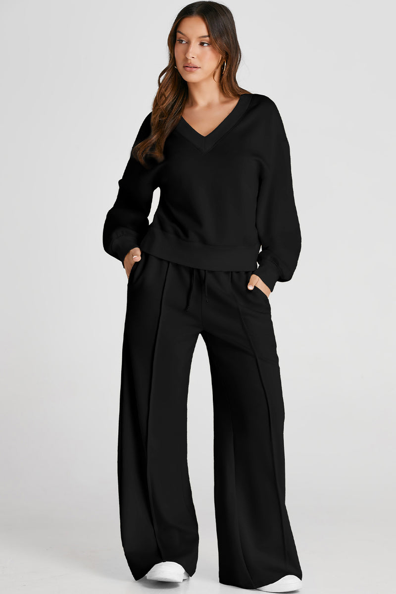 Hazel Blues® |  V-Neck Long Sleeve Top and Pants Active Set