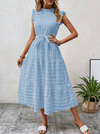 Hazel Blues® |  Tied Ruffled Cap Sleeve Midi Dress