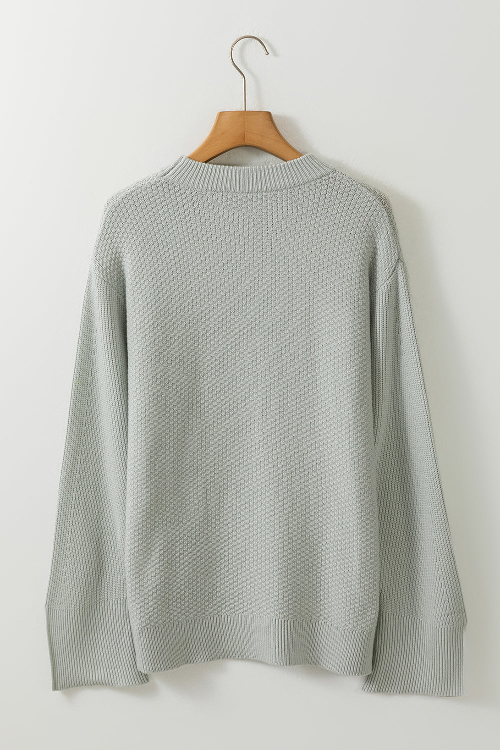 Hazel Blues® |  Slit Cuff Round Neck Long Sleeve Sweater