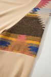 Hazel Blues® |  Light French Beige Aztec Patchwork Raglan Pullover Sweatshirt