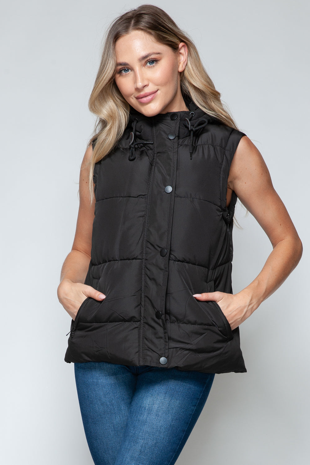 Hazel Blues® |  Snobbish Snap and Zip Closure Hooded Vest