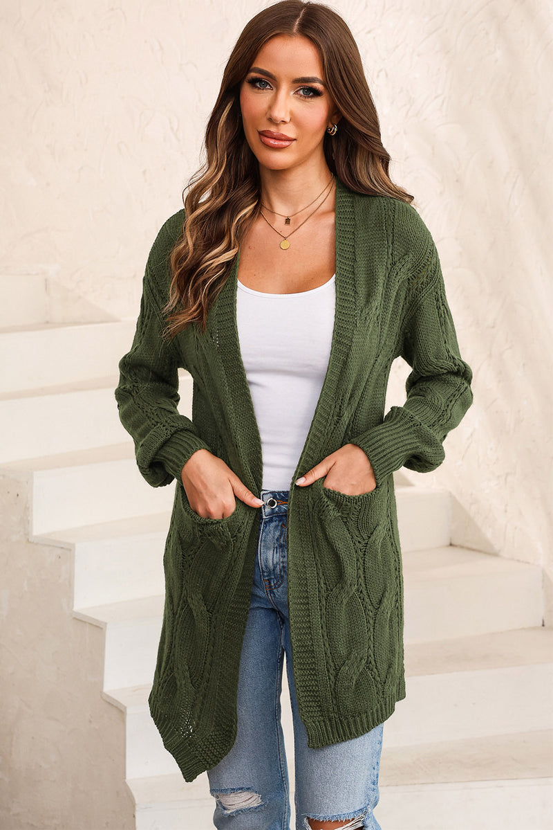 Hazel Blues® |  Cable-Knit Dropped Shoulder Cardigan