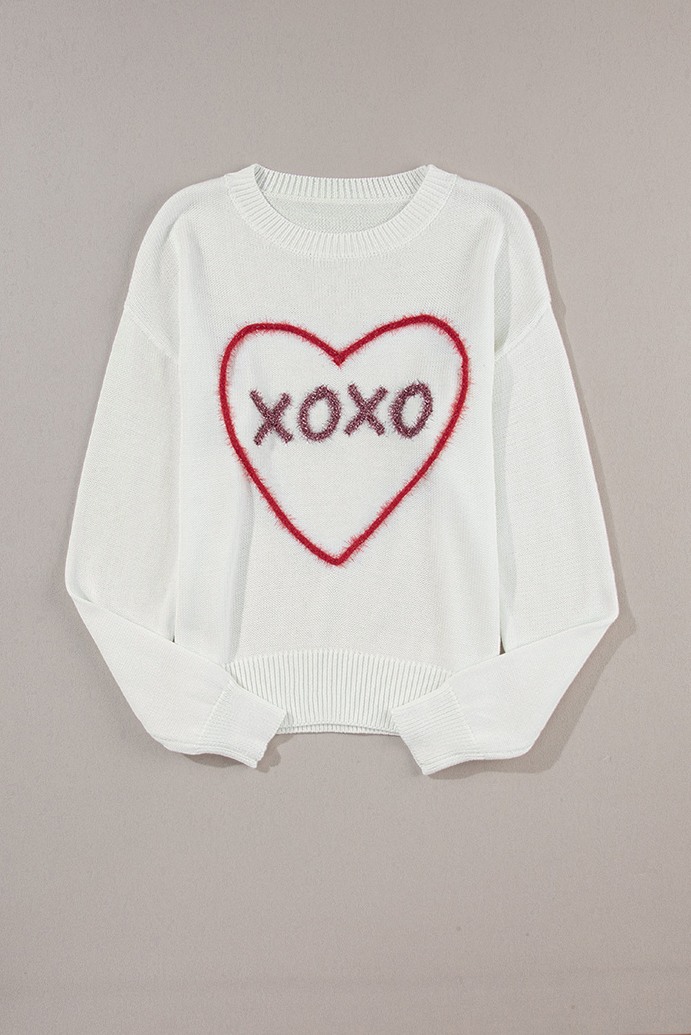 Hazel Blues® |  XOXO Round Neck Drop Shoulder Sweater