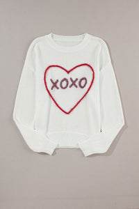 Hazel Blues® |  XOXO Round Neck Drop Shoulder Sweater