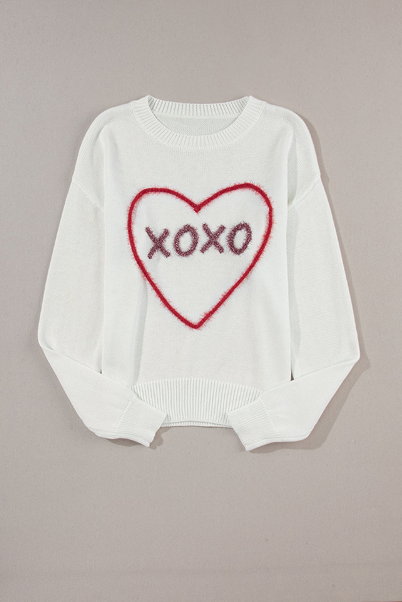 Hazel Blues® |  XOXO Round Neck Drop Shoulder Sweater