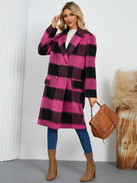 Hazel Blues® |  Plaid Double-Breasted Long Sleeve Coat