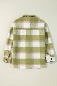 Hazel Blues® |  Pocketed Plaid Collared Neck Shacket