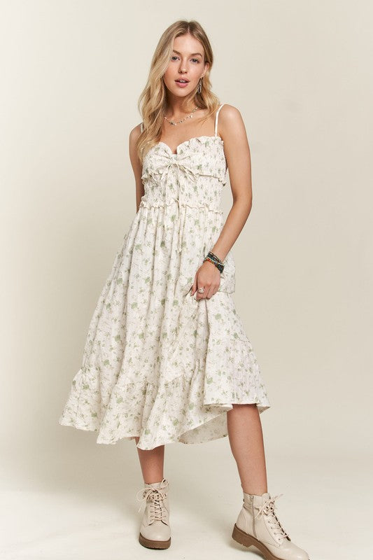Hazel Blues® |  ADORA Smocked Floral Sweetheart Neck Cami Dress