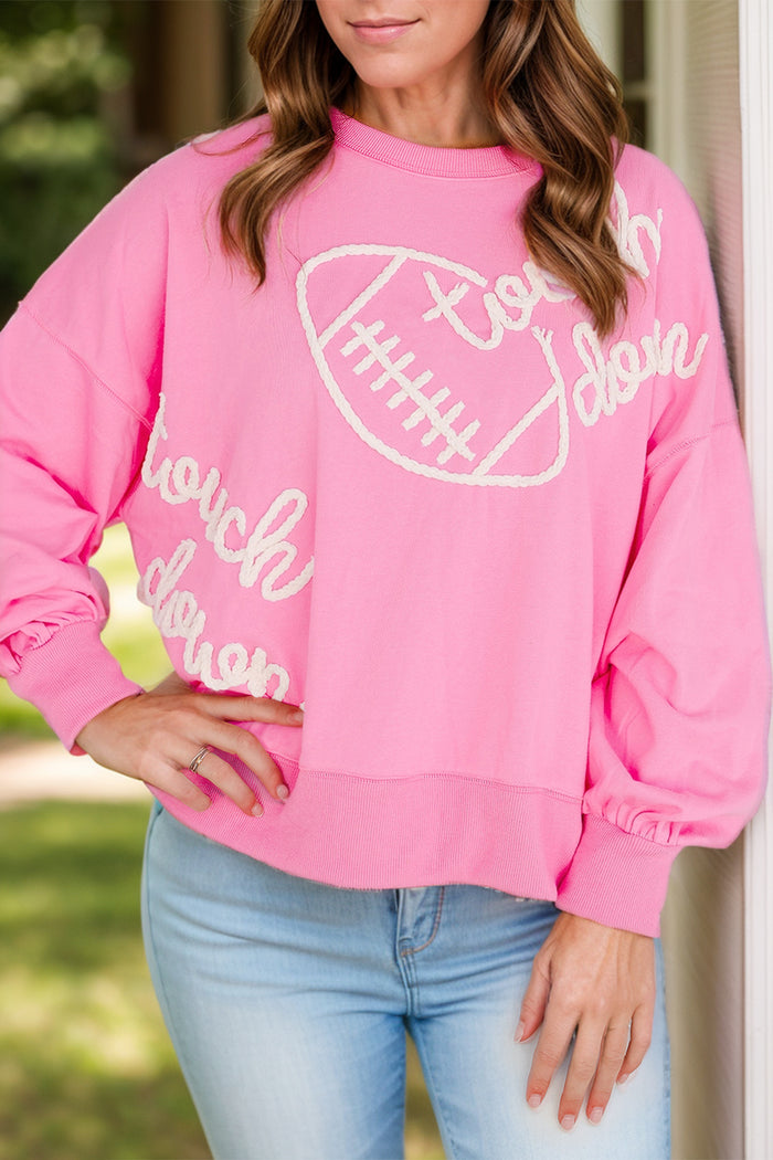 Hazel Blues® |  Football & Letter Round Neck Long Sleeve Sweatshirt