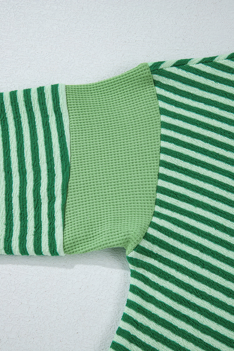 Hazel Blues® |  Stripe Johnny Collar Long Sleeve Top