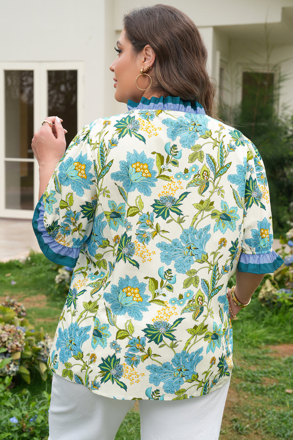 Kendall Eden Floral Ruffled Blouse