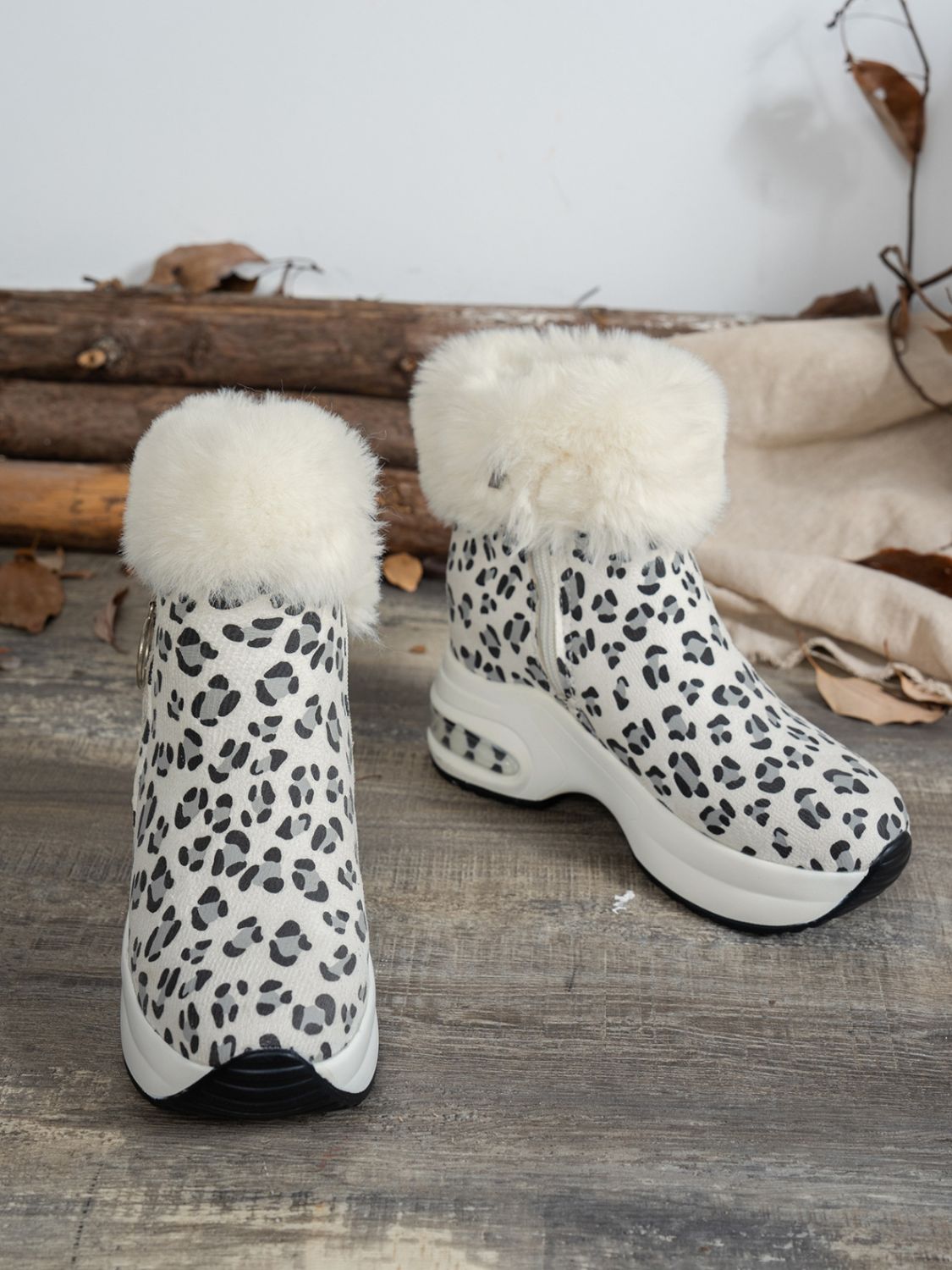 Hazel Blues® |  Side Zipper Leopard Platform Boots