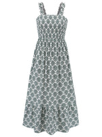 Hazel Blues® |  Smocked Printed Square Neck Sleeveless Dress