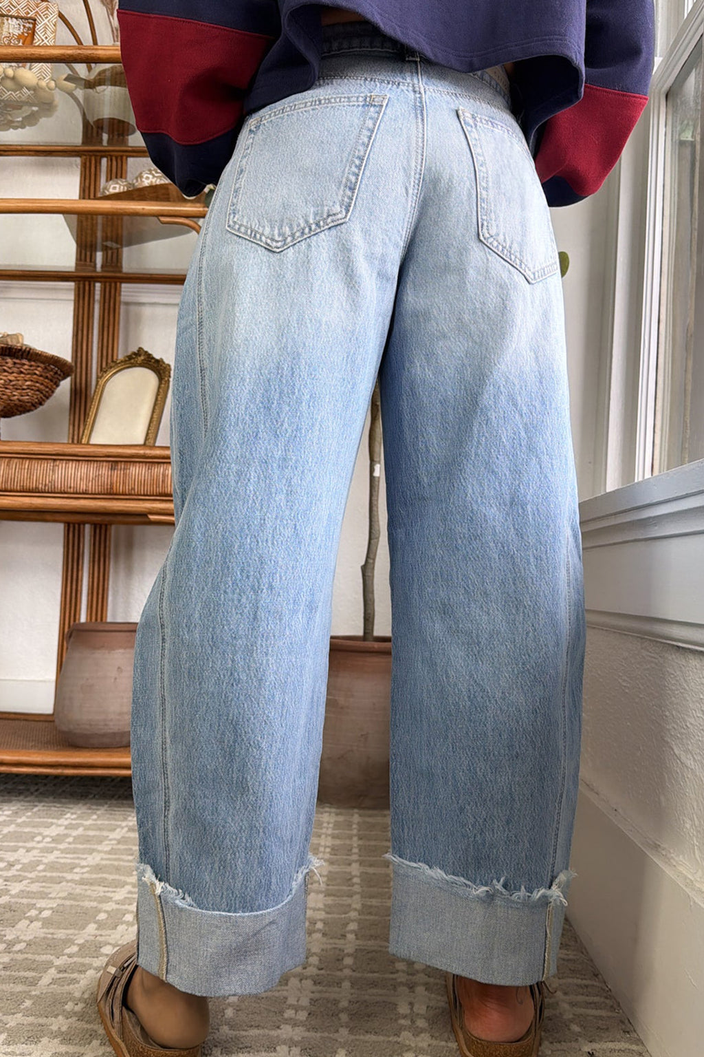 Lucy Kate Myosotis Raw Hem Turnup Loose Ankle Length Jeans