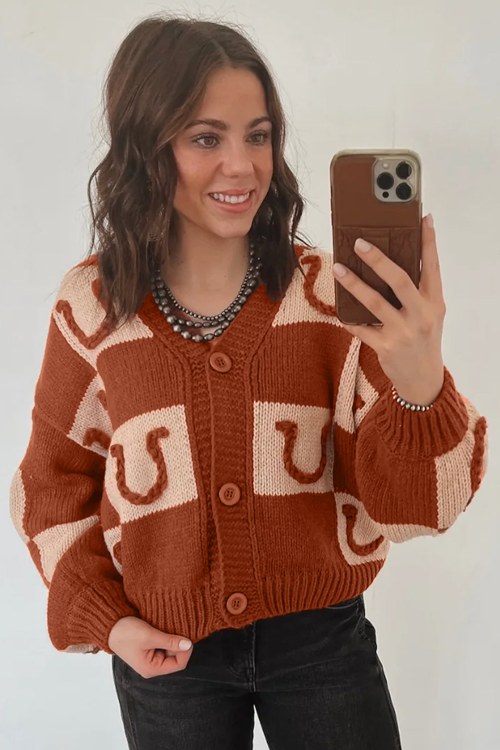 Maisie Kate Horseshoe Plaid Cardigan