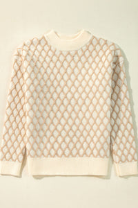 Hazel Blues® |  Diamond Pattern Mock Neck Long Sleeve Sweater