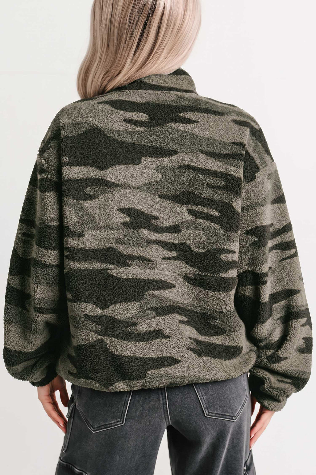 Camo Fleece Half-Zip Pocket Sweatshirt