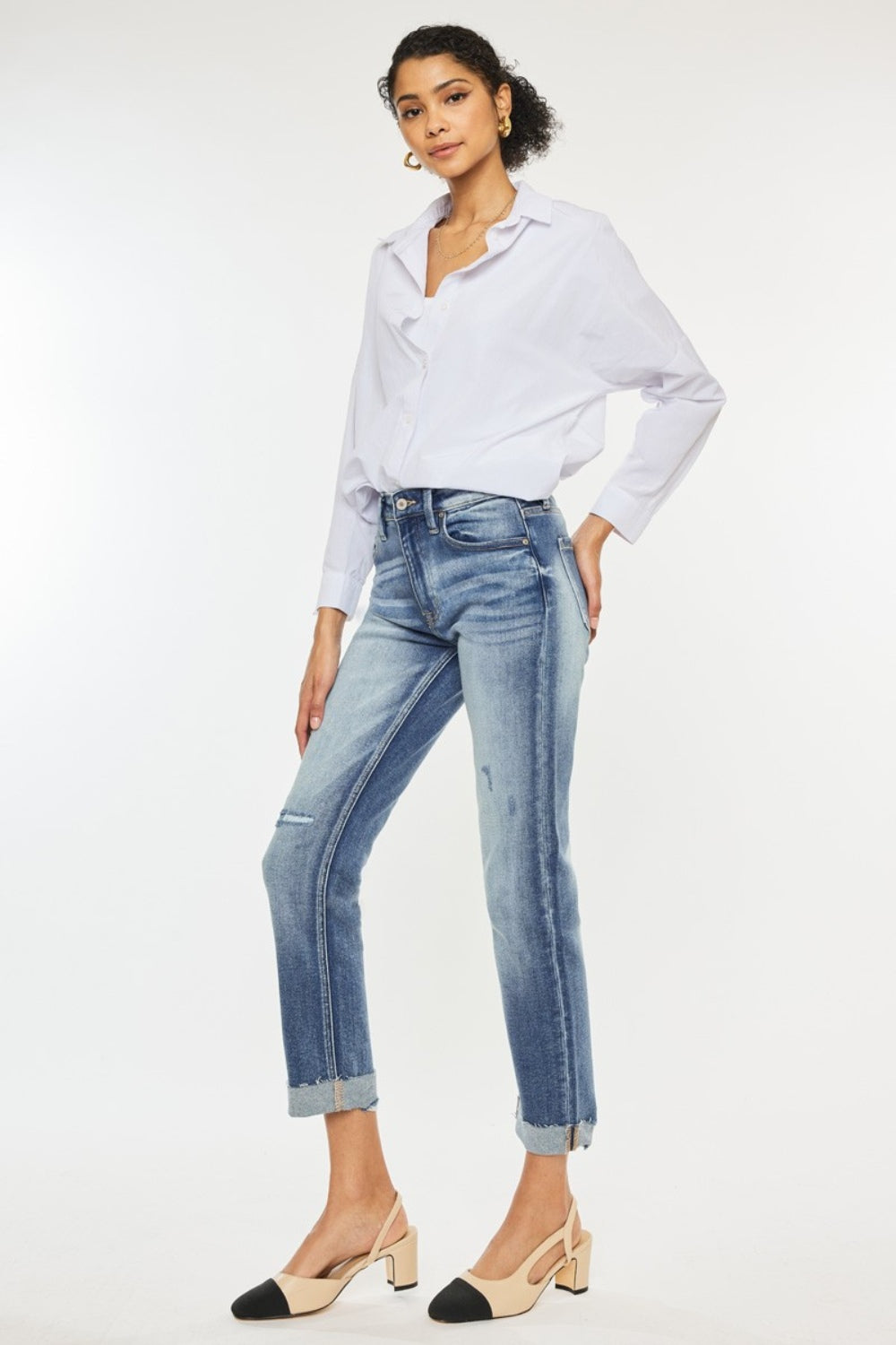 Hazel Blues® |  Kancan High Rise Cuffed Straight Jeans