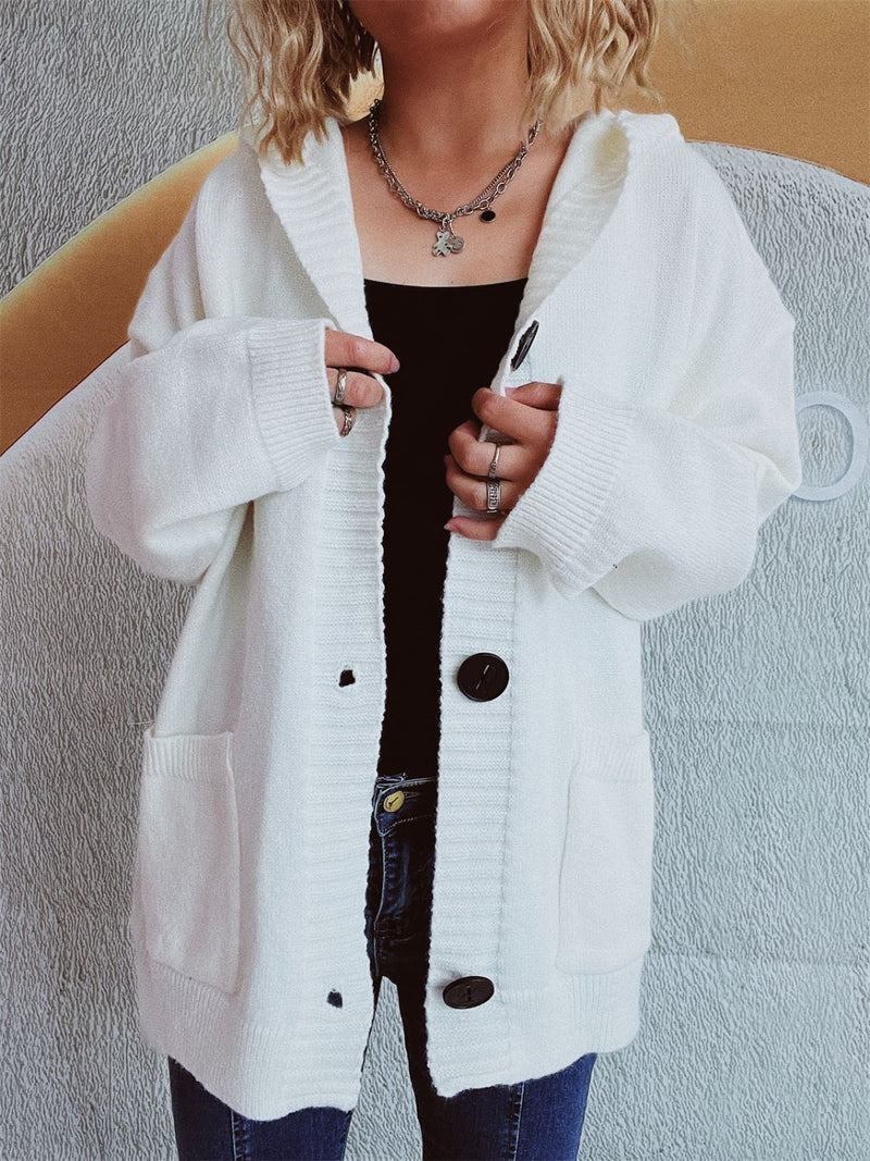 Hazel Blues® |  Dropped Shoulder Long Sleeve Hooded Cardigan