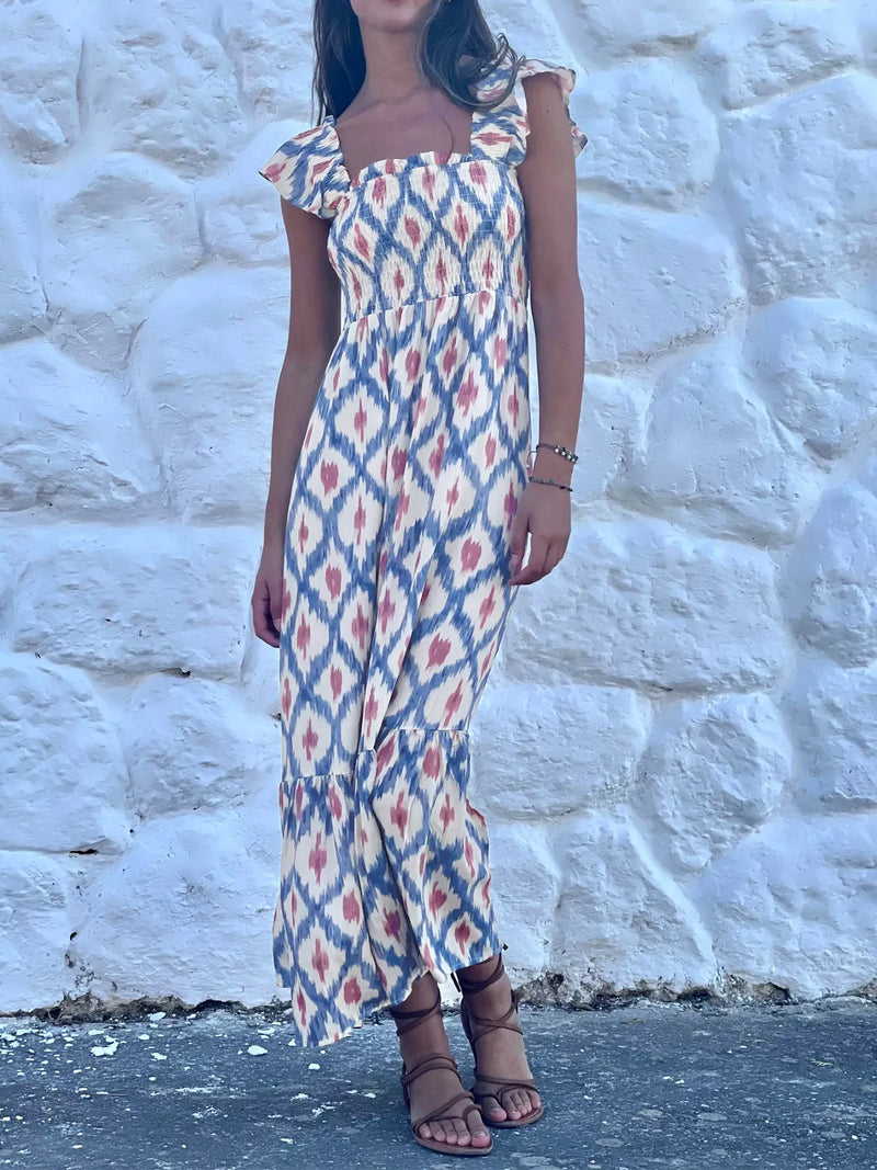 Smocked Ruffle Sleeve Maxi Dress – Hazel Blues®