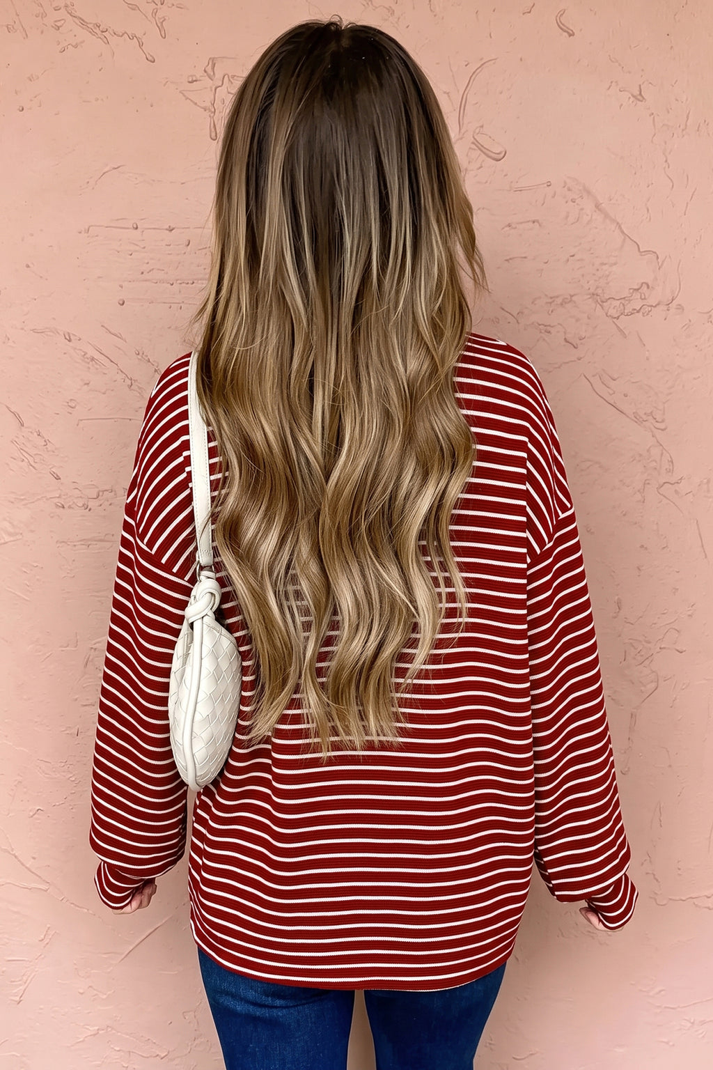 Everyday Stripe Red Drop-Shoulder Top