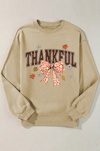 Hazel Blues® |  THANKFUL Bow Round Neck Long Sleeve Sweatshirt