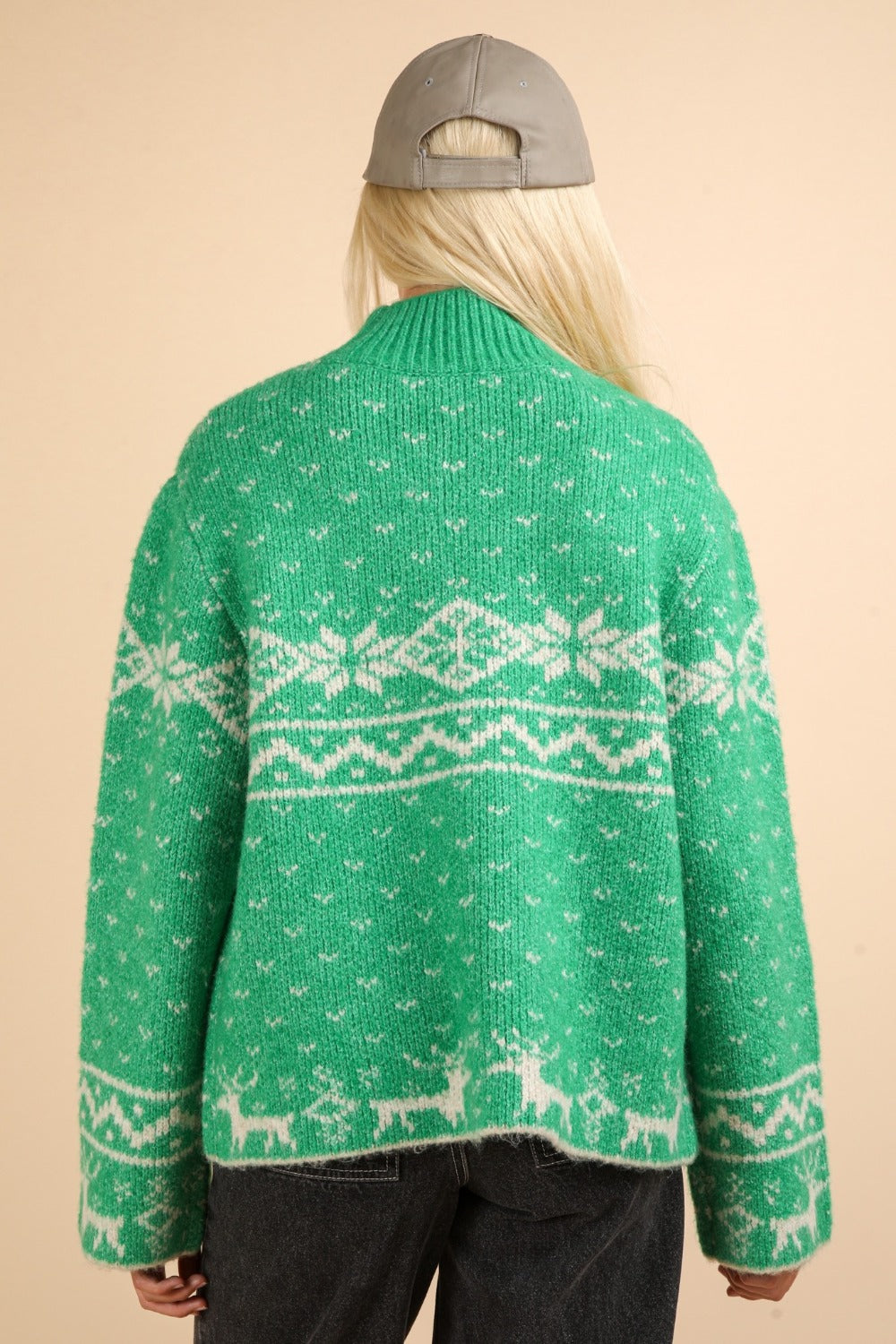 Hazel Blues® |  VERY J Christmas Element Mock Neck Long Sleeve Sweater