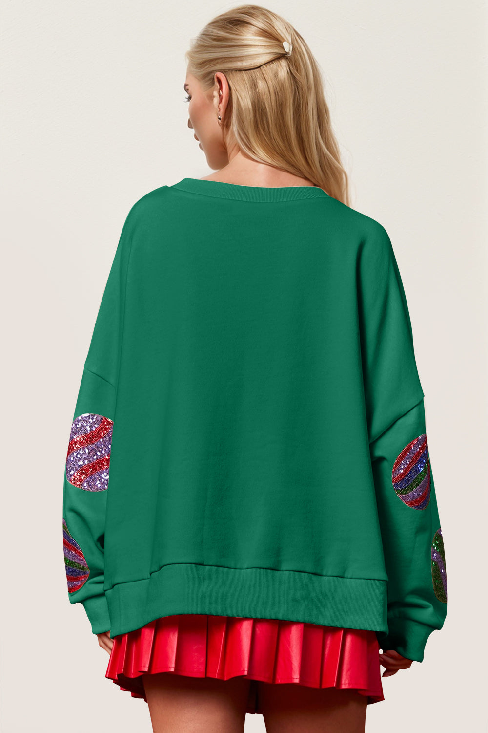 Hazel Blues® |  Double Take Christmas Element Sequin Round Neck Long Sleeve Sweatshirt