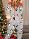 Hazel Blues® |  Printed Zip Up Long Sleeve Hooded Jumpsuit