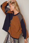 Hazel Blues® |  POL Color Block Half Zip Dropped Shoulder Sweatshirt