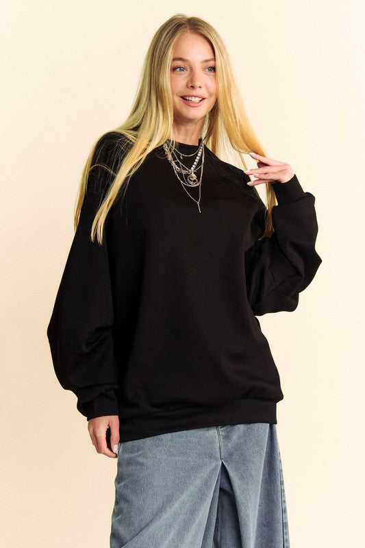 Hazel Blues® |  Davi & Dani Round Neck Raglan Sleeve Sweatshirt