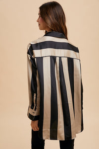 Hazel Blues® |  Annie Wear Striped Dropped Shoulder Button Up Shirt