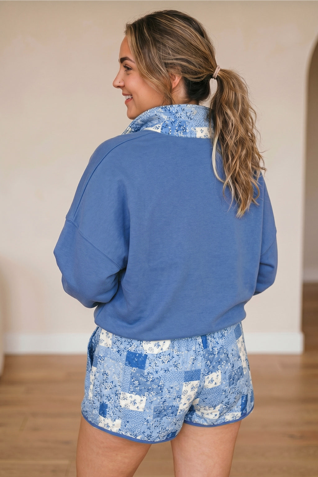 Isla Faith Blue Floral Shorts Set