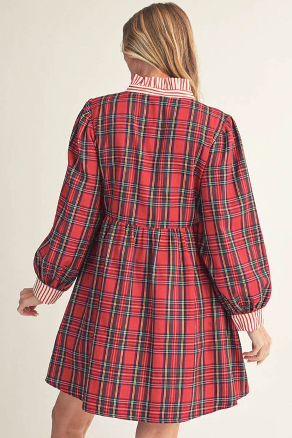 Annabelle Jean Red Christmas Plaid Striped Dress