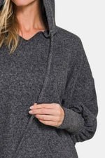 Hazel Blues® |  Zenana Brushed Hacci Drop Shoulder Cropped Hoodie