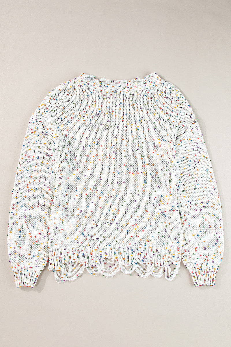 Hazel Blues® |  Confetti Round Neck Dropped Shoulder Sweater