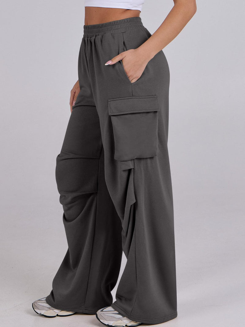 Hazel Blues® |  Elastic Waist Wide Leg Pants with Pockets