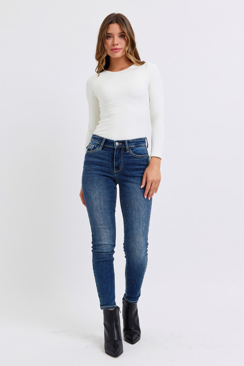 Hazel Blues® |  Judy Blue Run Mid-Rise Waist Skinny Jeans with Thermal Lining