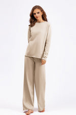 Hazel Blues® |  Basic Bae Rolled Round Neck Top and Pants Sweater Set
